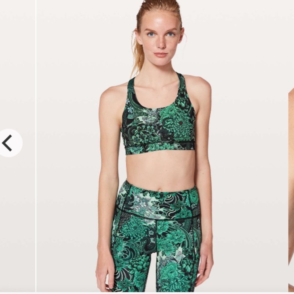 *Lululemon Time To Sweat Green Floral Print Size 8 Sports Bra #J